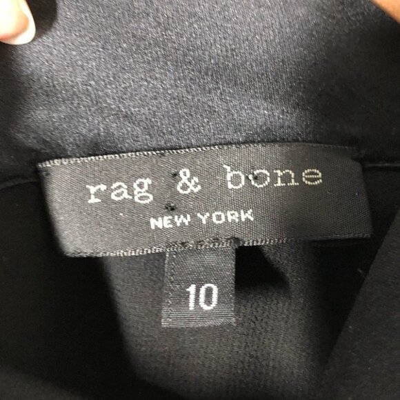 Rag & Bone Danni Black Velvet Midi Shift Dress with Sheer Stripe Size 10 - Picture 5 of 8